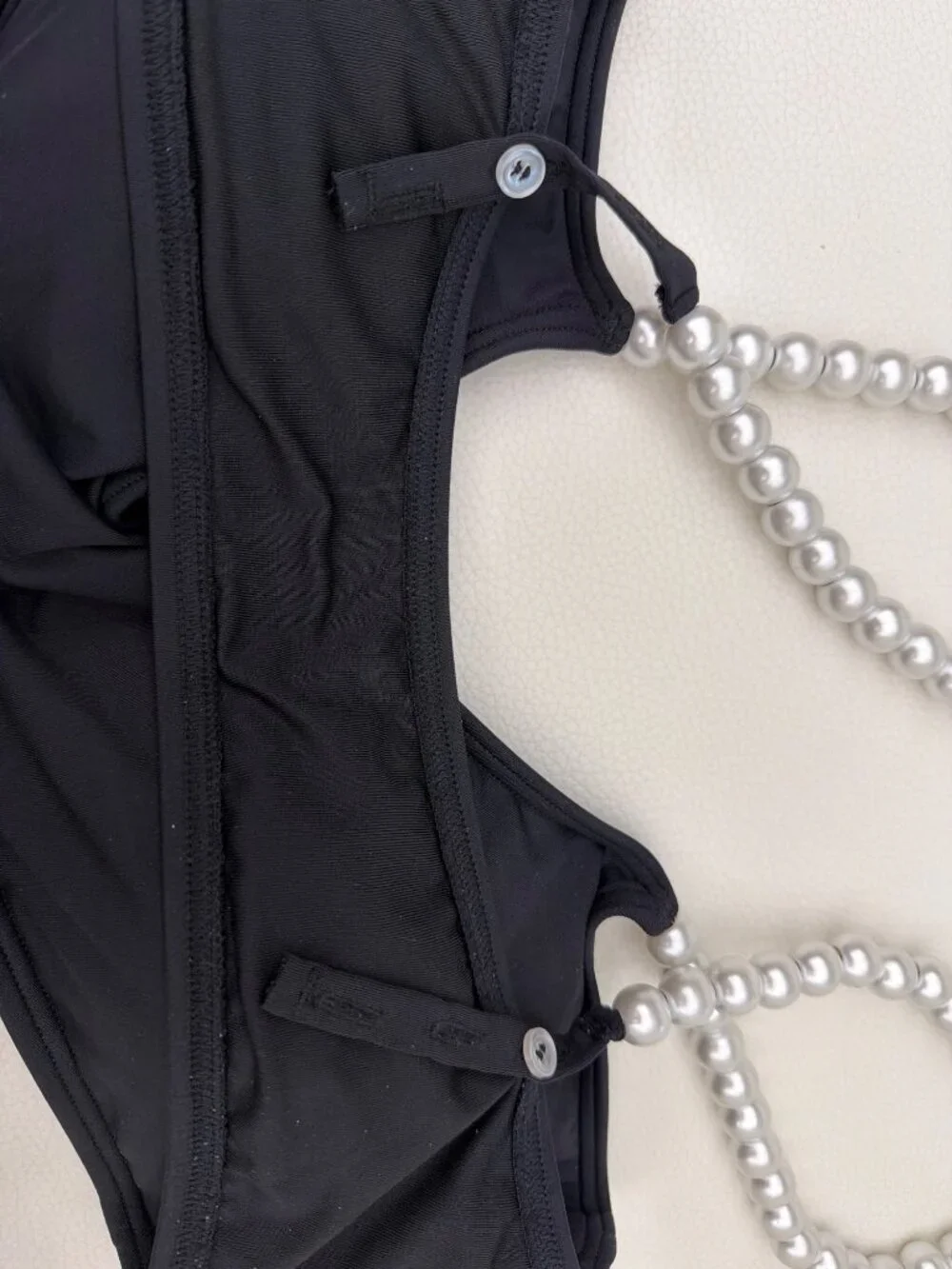 Kate Spade Women's Embellished Pearl Strap Bikini Top Size L